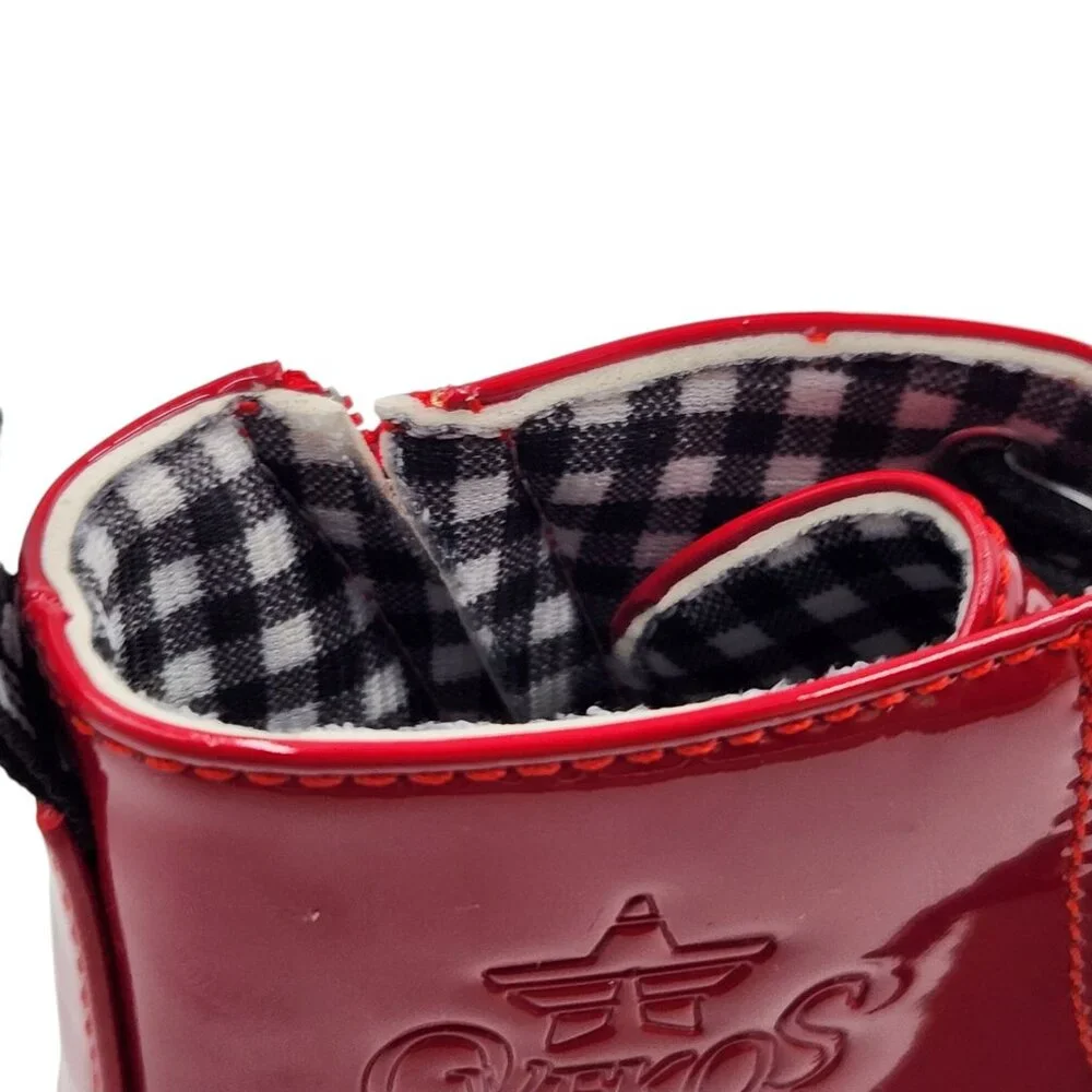 Ovekos Boots Girls 11.5 Red Lace‎ Up or Zip Lined Casual Fit Comfort Ankle Shoes